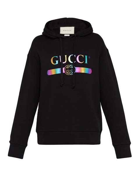 hooded cotton sweatshirt with gucci print replica